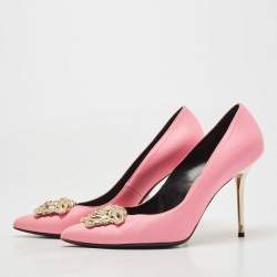 Pre Owned Versace Pink Leather Medusa Pumps Size 40