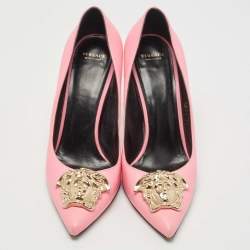 Pre Owned Versace Pink Leather Medusa Pumps Size 40