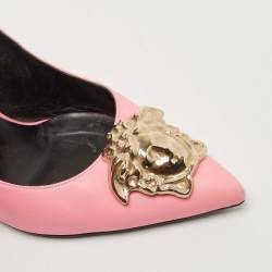 Pre Owned Versace Pink Leather Medusa Pumps Size 40