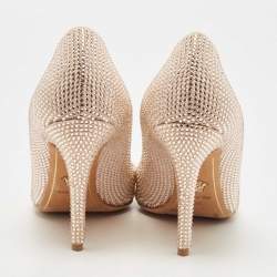 مملوكة مسبقًا Versace Pink Crystal Embellished Leather Medusa Pumps Size 39