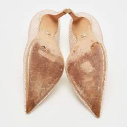 مملوكة مسبقًا Versace Pink Crystal Embellished Leather Medusa Pumps Size 39