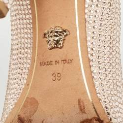 مملوكة مسبقًا Versace Pink Crystal Embellished Leather Medusa Pumps Size 39
