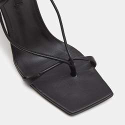 Pre Owned Versace Black Leather Thong Lace Up Sandals Size 38