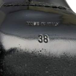 Pre Owned Versace Black Leather Thong Lace Up Sandals Size 38