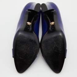 Pre Owned Versace Blue Leather Icon Medusa Pumps Size 39