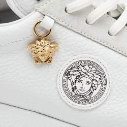 Versace White Leather and Suede Medusa Charm Detail Platform Sneakers Size 37.5