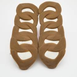 Pre Owned Versace Multicolor Suede and Printed Fabric Chain Reaction Low Top Sneakers Size 38