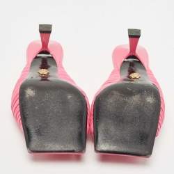 Versace Pink Pleated Leather Plisse Mules Size 38