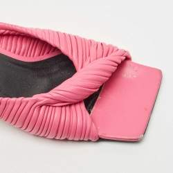 Versace Pink Pleated Leather Plisse Mules Size 38
