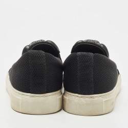 Pre Owned Versace Black Mesh Medusa Slip On Sneakers Size 37.5