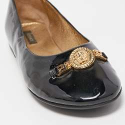 Versace Black Patent Leather Medusa Ballet Flats Size 38