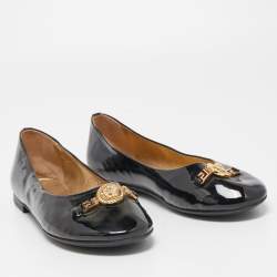 Versace Black Patent Leather Medusa Ballet Flats Size 38