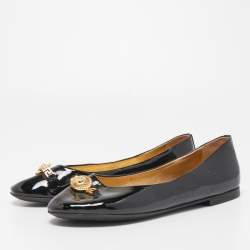Versace Black Patent Leather Medusa Ballet Flats Size 38