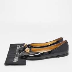 Versace Black Patent Leather Medusa Ballet Flats Size 38