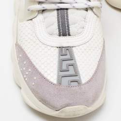 Versace White/Grey Mesh And Nubuck Leather Chain Reaction Sneakers Size 37