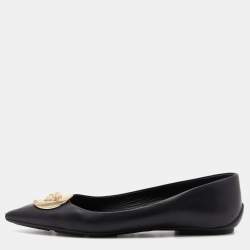 Versace Black Leather Medusa Ballet Flats Size 39