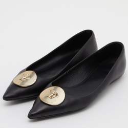 Versace Black Leather Medusa Ballet Flats Size 39