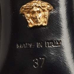 Pre Owned Versace Black Leather Medusa Slide Sandals Size 37