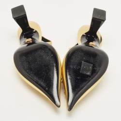 Pre Owned Versace Gold Leather La Medusa Slingback Pumps Size 38