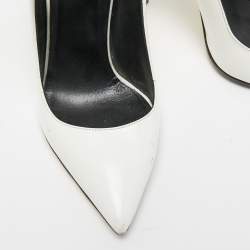 Pre Owned Versace White Leather Studded Ankle Cuff Pumps Size 37