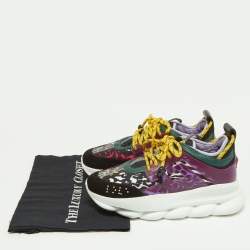 Versace Multicolor Leather and Printed Nylon Chain Reaction Sneakers Size 39