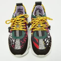 Versace Multicolor Leather and Printed Nylon Chain Reaction Sneakers Size 39