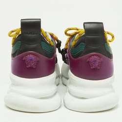 Versace Multicolor Leather and Printed Nylon Chain Reaction Sneakers Size 39