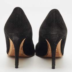Versace Black Suede Medusa Pointed Toe Pumps Size 39.5