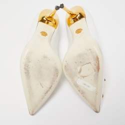 Versace White Leather Icon Medusa Pointed Toe Pumps Size 39