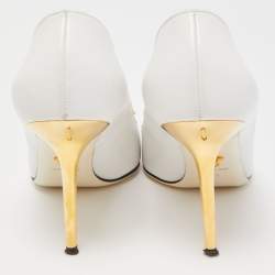 Versace White Leather Icon Medusa Pointed Toe Pumps Size 39
