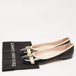 Versace Black/Cream Patent Leather Medusa Ballet Flats Size 41