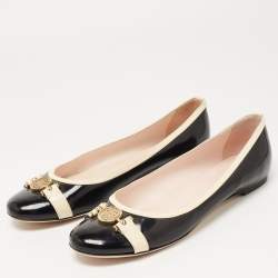 Versace Black/Cream Patent Leather Medusa Ballet Flats Size 41