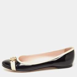 Versace Black/Cream Patent Leather Medusa Ballet Flats Size 41