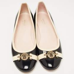 Versace Black/Cream Patent Leather Medusa Ballet Flats Size 41