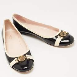 Versace Black/Cream Patent Leather Medusa Ballet Flats Size 41