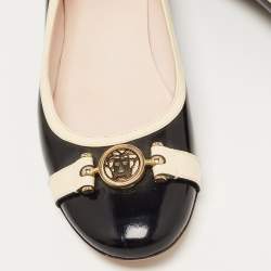 Versace Black/Cream Patent Leather Medusa Ballet Flats Size 41