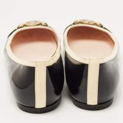 Versace Black/Cream Patent Leather Medusa Ballet Flats Size 41