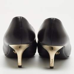 Versace Black Leather Medusa Pointed Toe Pumps Size 37