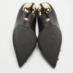 Versace Black Leather Medusa Pointed Toe Pumps Size 37