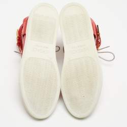 مملوكة مسبقًا Versace Red Leather Medusa Strap High Top Sneakers Size 40