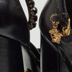 Versace Black Leather Medusa Aevitas Double Platform Pumps Size 35