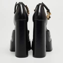 Versace Black Leather Medusa Aevitas Double Platform Pumps Size 35