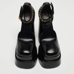 Versace Black Leather Medusa Aevitas Double Platform Pumps Size 35