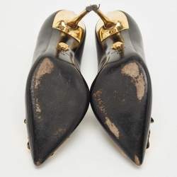 Pre Owned Versace Black Leather Medusa Head Pumps Size 38 
