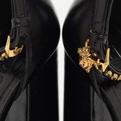 Pre Owned Versace Black Leather Medusa Aevitas Platform Pumps Size 37