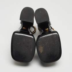 Pre Owned Versace Black Leather Medusa Aevitas Platform Pumps Size 37