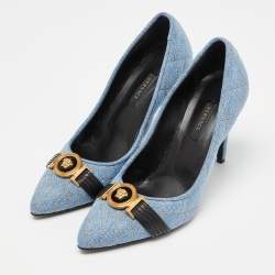Versace Blue Denim Pointed Toe Pumps Size 38