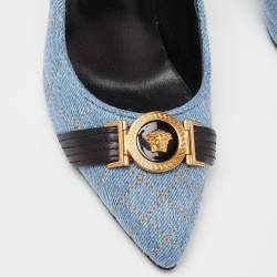 Versace Blue Denim Pointed Toe Pumps Size 38
