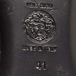 Pre Owned Versace Black Leather Medusa Ballet Flats Size 41