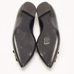 Pre Owned Versace Black Leather Medusa Ballet Flats Size 41